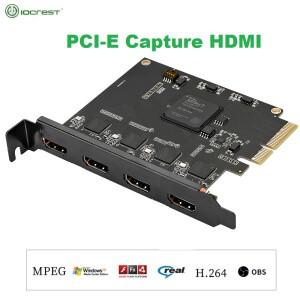 IOCREST HDMI 호환 PCIE 비디오 캡처 카드 OBS 와이어캐스트 라이브 방송 스트리밍 어댑터 쿼드 포트 4 채