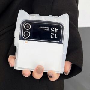 삼성 호환 갤럭시 Z 플립 3 4 5 6 7 5G 보호호환용 3D 고양이 귀 만화 케이스 사랑스러운 2종 세트 힌지