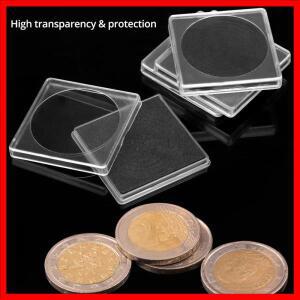 10PCS 16mm-40mm 투명 사각형 컬렉션 스토리지 박스 플라스틱 사각형 동전 랙 캡슐 컨테이너 동전 컬렉션
