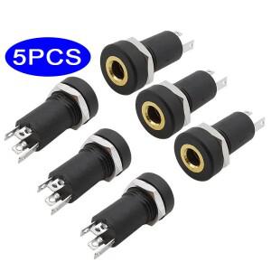 5개 3핀 3.5mm 오디오 잭 소켓 34 폴 스테레오 솔더 패널 마운트 헤드폰 암 커넥터 너트 포함