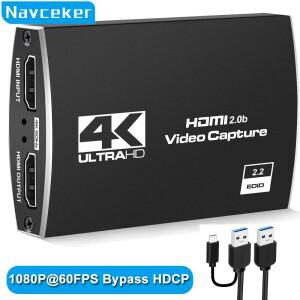 4K USB 3.0 비디오 캡처 카드 HDMI 바이패스 HDCP 1080P 60Hz HD 레코더 그래버 PS5 OBS 게임 녹화 라이브