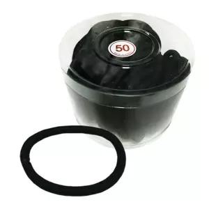 헤어끈 고무줄 코사지 50P 매듭없는 통통검정고무줄 머리끈 헤어밴드