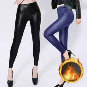 겨울용 여자 무광 가죽 레더 융기모 보온 레깅스 팬츠