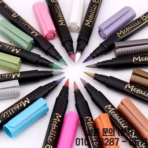 메탈릭 페인트 마커 펜 12개 반짝이 글리터 바위 그림용 미술 용품 검은 종이 스크랩북 사진 앨범