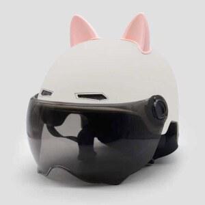 고양이헬멧 스쿠터 반모헬멧 빈티지 귀여운 경량 커플