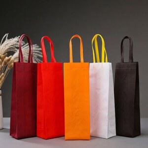 와인 쇼핑백 부직포 봉투 1구 가방 100개 포장 오렌지