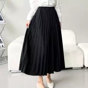 깔끔한 주름 심플 데일리 치마 밴딩 플리츠 롱 스커트데님 쉬폰 랩스커트 여름 미니 플레어 샤스커트 새틴