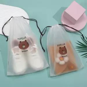 PE 방수 비닐파우치 스트링 주머니 곰 여행소지품정리 수영복보관용