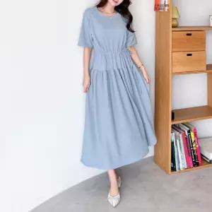 루즈핏 편안한 미유 롱 원피스 여름 빅사이즈 여성 와일드펫 케주얼 쉬폰 휴양지