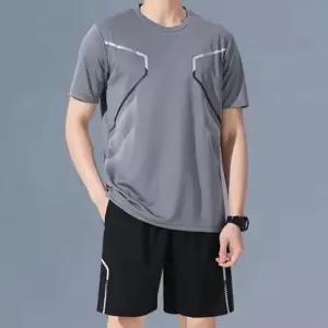 남성 스포츠 시원 스판 트레이닝 반바지 반팔 세트헬스복 남자티 운동 세트 여름