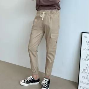 카고 조거 팬츠 밴딩 남성 바지 기본 슬림밴 밴슬랙스 와이드 여름 배기 일자 시원한 배기면
