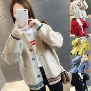 컬러 버튼 루즈핏 가디건 URD-109봄 여성스러운 어디에나코디가능한 여자 롱가디건 니트 꽈배기 특별한 따