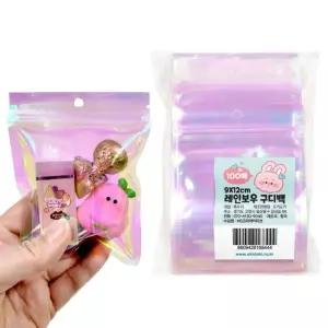 7800 레인보우 어린이집 구디백 포장봉투 미니 지퍼백 9X12cm(100매입)백 유치원백 선물 단체 생일답례 파