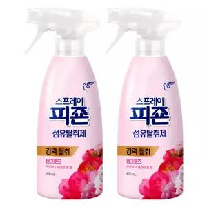 스프레이 피죤 섬유탈취제 핑크로즈 490ml X 2개 옷장 냄새제거제 옷걸이 소취제 옷장용 용제 의류