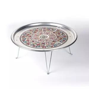 밥상 다과상 술상 찻상 옛날 양은 교자상 50CM은원형 레트로 은발상 접이식 원형은