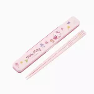 헬로키티 플라워리스 무소음 젓가락 세트 18cm무케이스 여아 어린이 학생 휴대용 분홍 아이