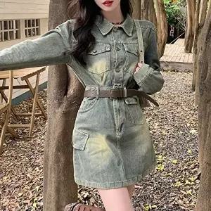 봄 가을 데님 미니 원피스 캐쥬얼 청치마 청원피스 (KYR-WFFX86F)