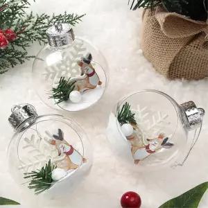 비타리토 스노우 투명 장식볼 3p 8cm 루돌프오너먼트 트리소품 성탄절 트리볼 크리스마스 악세사리 액세서