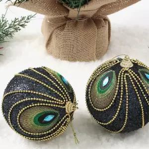 다크블루 장식볼 2p 10cm 공작드레스 트리 크리스마스 오너먼트 소품 액세서리 트리볼