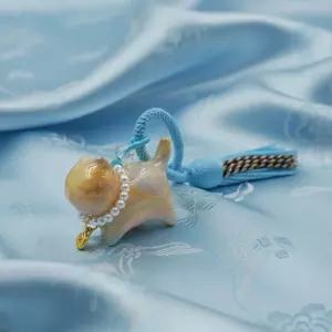 세라믹 마블링 고양이 키링(블루)복 미니어처 피규어 키링 홀더 열쇠고리 가방소품