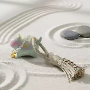 세라믹 마블링 고양이 키링(베이지)복 미니어처 피규어 키링 홀더 열쇠고리 가방소품