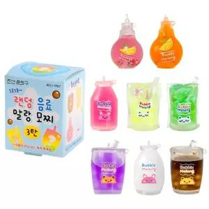 랜덤 음료 말랑 모찌 3탄 24개이 만두이 몰랑이 찐득볼 완구 장난감 촉감놀이 감각발달 주물럭 푸쉬팝