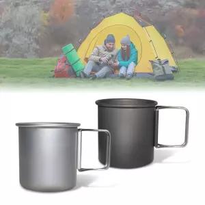 캠핑 손잡이컵 등산 백패킹 알루미늄 휴대용 머그스텐레스컵 사무실 스탠 이중 스테인리스 등산용 보온보냉