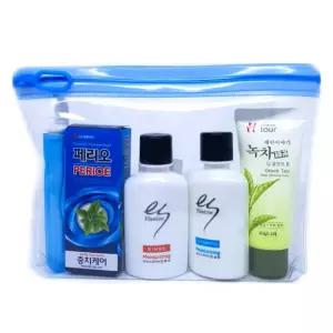 엘라스틴 여행용 린스 샴푸 칫솔 폼클렌징 치약 5종목욕용품파우치 세면치 도구세트 가방 판촉 도구치 휴대