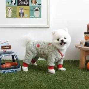 패리스독 한라봉 후리스 올인원(그레이)강아지 겨울뽀글 점퍼 뽀점퍼 애완견옷 아지 애견 반려 패션 아우터