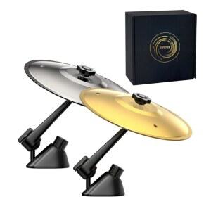 통풍구용 미니 자동차 크래시 심벌(2팩), 끝없는 리듬의 재미를 위한 드럼 심벌즈, 선명한 사운드 타악기 액세서리, 모든 유형의 차량을 재미있는 대시보드 액세서리(골드 및 실버)