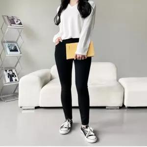 여자 스판바지 밴딩스키니 팬츠 반하이 긴다리얇아보이는바지 밴빅사이즈 스키니진 키작녀 9부 사계절청 고