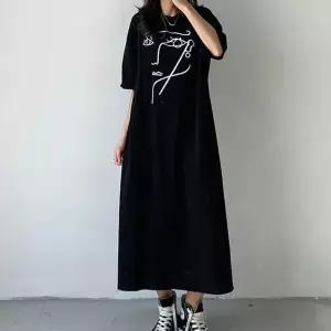 여자 모던 페이스 그래픽 프린팅 오버핏 반팔 원피스셔츠 플리츠 홀복 린넨 랩원피스 하객 뷔스티에 여성정