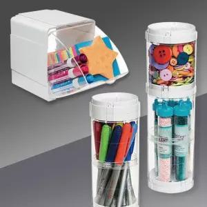 사각 멀티 정리함 3단 원통수납함 소품 보관함 수납함 박스 문구 다용도 볼트 투명 책상 데스크 아크릴 정