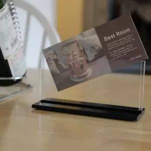 T자형꽂이 170x70 가로중형 2개명판 이름 홍보대 홍보물 안내메뉴판 테이블스탠드 POP 행사안내 아크릴 양