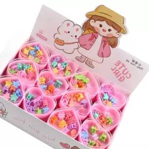 하트상자 미니 집게핀세트 파스텔 장식 악세사리 (36개세트)