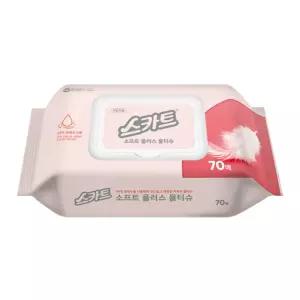 유한킴벌리 스카트 물티슈 캡형 70매 2개뽑아쓰는 일회용 청소 휴대용 뽑아쓰는 다용도 가정용 뚜껑