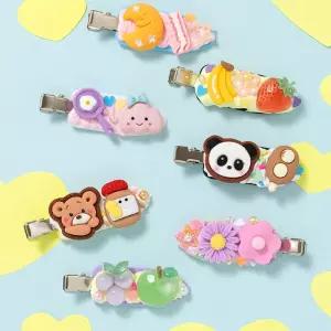 보석 머리핀 데코덴 세트 하늘 과일 꽃 집게핀만들기 여성 키트