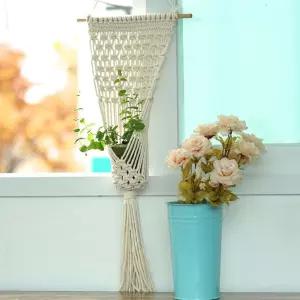 사각 마크라메 행잉플랜트 월장식품 뜨개 카페 소품 벽장식 홈데코 가리개 걸이 벽품