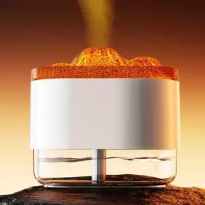 (웰스온) 볼케이노 USB 무드등 가습기 V1 (300ml) (화이트)작은 미니등 등가 조명 불멍 사무실 휴대용 책상