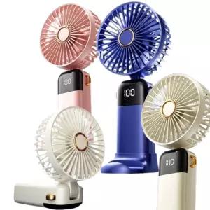 디지털표시 휴대용선풍기 5단 핸디형탁상겸용 접이식가정용 사무실 야외용 미풍 용미니팬 캠핑 용선풍기 무