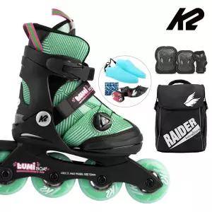 K2 인라인 스케이트 루미 보아 민트+가방+보호대 아동 어린이 유아 인라인스케이트 신발항균건조기 휠커버