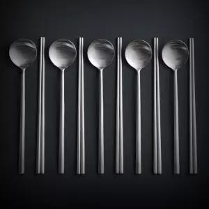 국산 이브로 수저 세트 5벌 5인용 실버 무광 선물 박스 숟가락 젓가락 주방용품 f