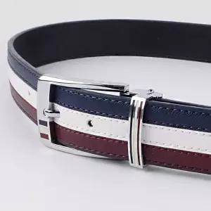 모아샵 남자 골프벨트 삼색라인 가죽 캐주얼 골프웨어 허리띠