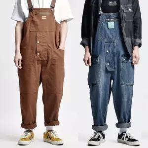 남성 카고 멜빵바지 가을 작업복 오버핏 데님 남자점프수트 아메카지 워크웨어