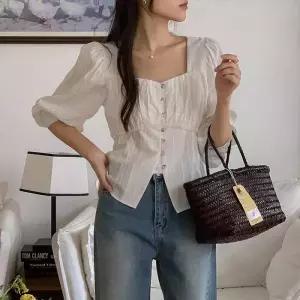 [코코블랑] [코코메이드]비스티 셔링 스퀘어 블라우스