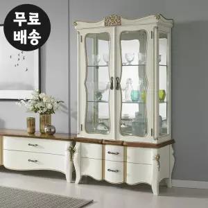 레온 원목 장식장 엔틱 유리 진열장 거실 술 3단(850)