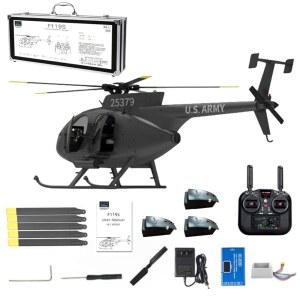 Goekhyrani F119S MD500 리틀 버드 RC 헬리콥터 GPS , 1/16 스케일 9CH 군용 항공기, 광학 흐름, 조절 가능한 스로틀, 6G / 3D 및 취미 활동가용 개방형 조종석 블랙 3 배터리