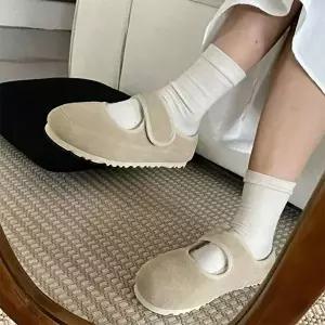 [신상오픈런]|CMS7D83|여성 메리제인 가죽 단화 털내장 플랫슈즈