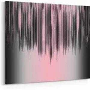 거실을 위한 필유 핑크와 블랙 캔버스 월 아트 24인치 x48인치 빈티지 추상 대형 아트워크 핑크 지저분한