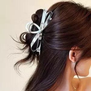 올림 왕 반 헤어 집게핀 머리핀 리본 핀 집게 큐빅 실버 WFISAR6